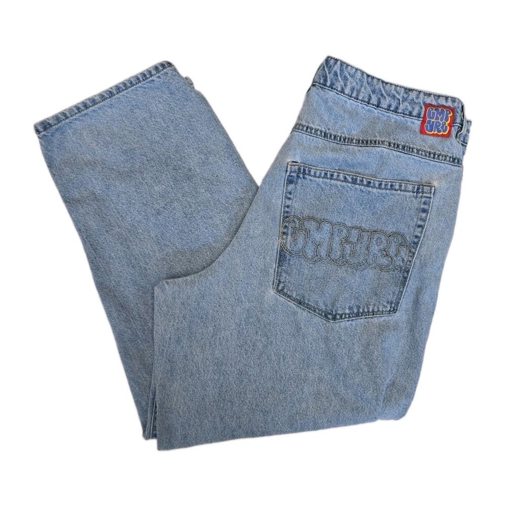 Empyre Ultra Loose Fit Baggy Skate Jeans Men's Size 36 Light Wash Drawstring